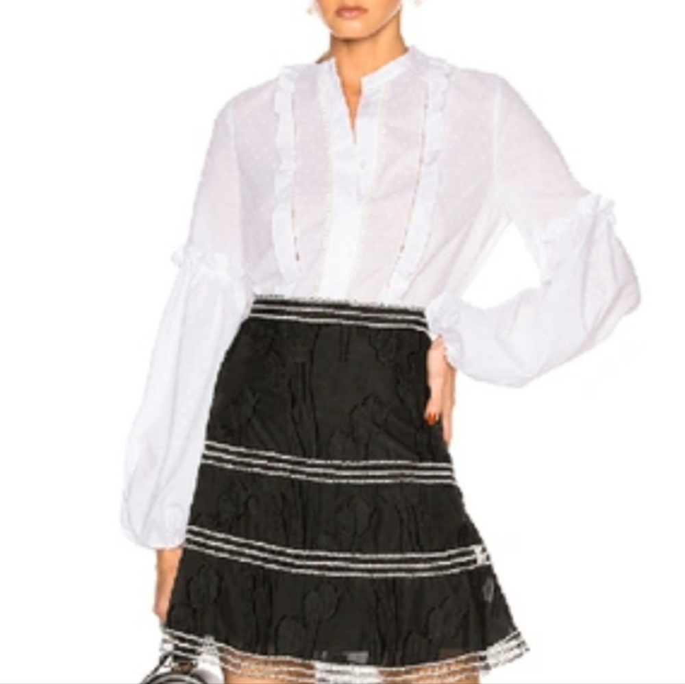 ALEXIS Lyric white dobby blouse balloon sleeves M - Picture 5 of 15